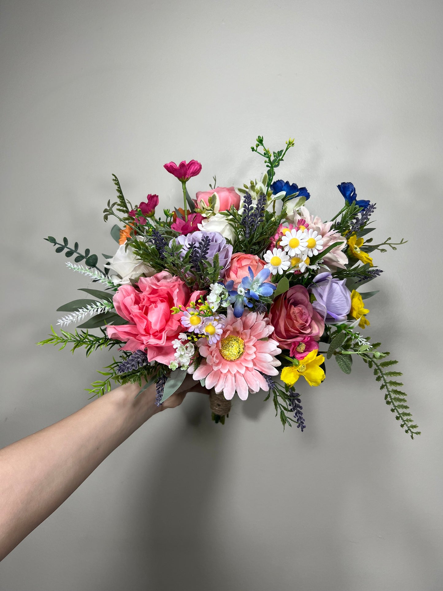 Wedding Bouquet Wild Flower Summer Pink Bridal White Spring Bouquet Pink Blush Purple Bridesmaids Bouquet Lavender Wild Flower Artificial