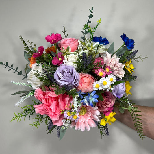 Wedding Bouquet Wild Flower Summer Pink Bridal White Spring Bouquet Pink Blush Purple Bridesmaids Bouquet Lavender Wild Flower Artificial