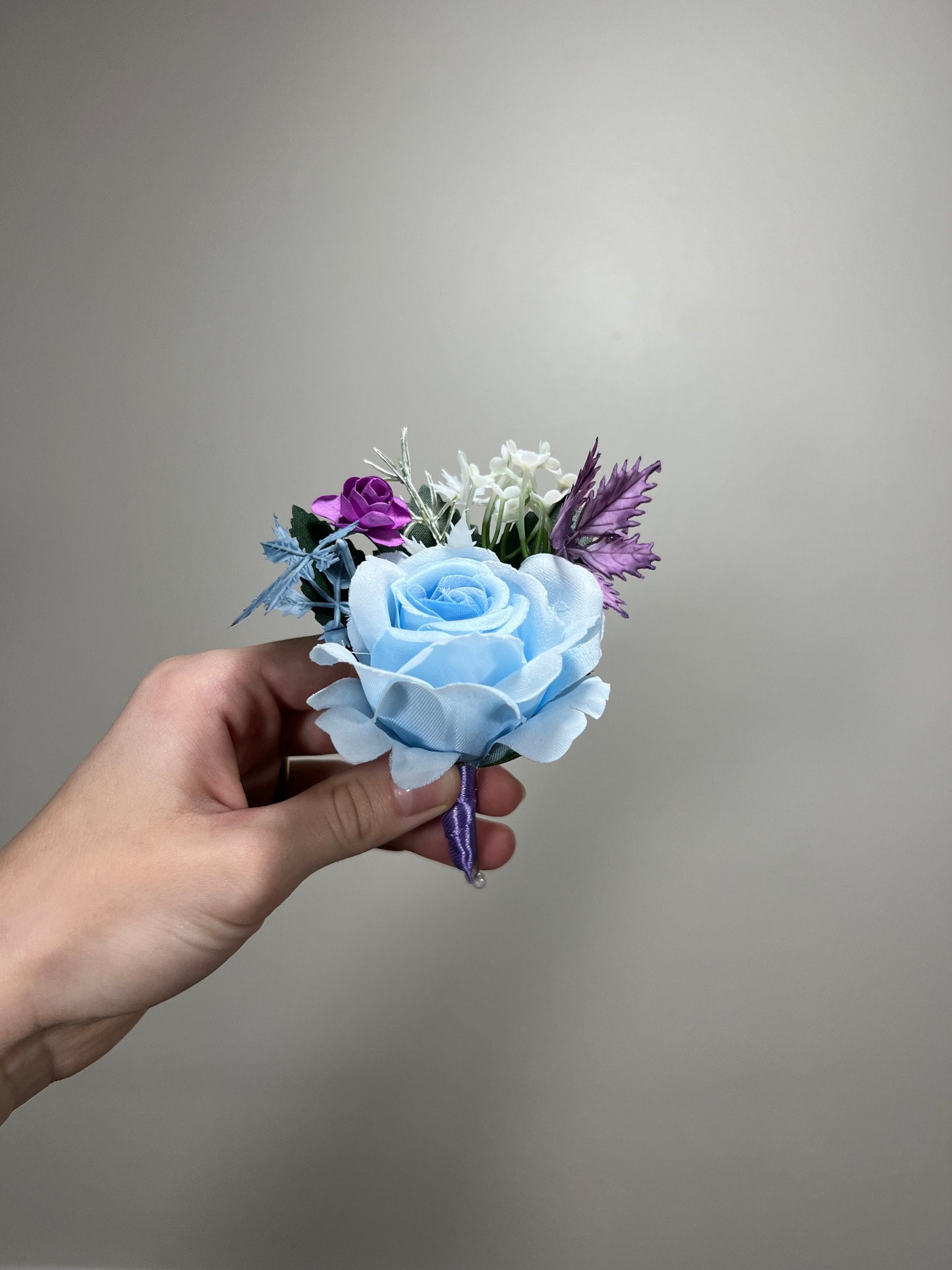 Wedding Boutonniere White Groom Wedding Groomsmen Lavender Boutonnière Purple Blue Rose Classic Boutonniere Dusty Blue Artificial Flowers