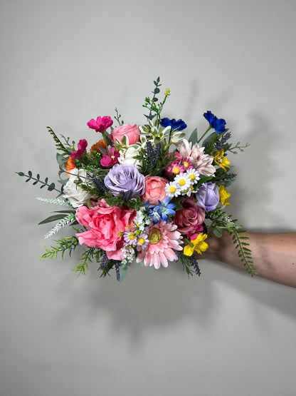 Wedding Bouquet Wild Flower Summer Pink Bridal White Spring Bouquet Pink Blush Purple Bridesmaids Bouquet Lavender Wild Flower Artificial